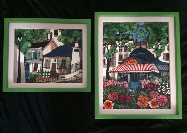 2 O/C Paintings Houses and Gardens Signed Guy ----: Larger Painting, Frame: 15 1/2" x 12" Image: 13" x 10". Smaller Painting, Frame: 10 3/4" x 12 1/2" Image: 8" x 10"