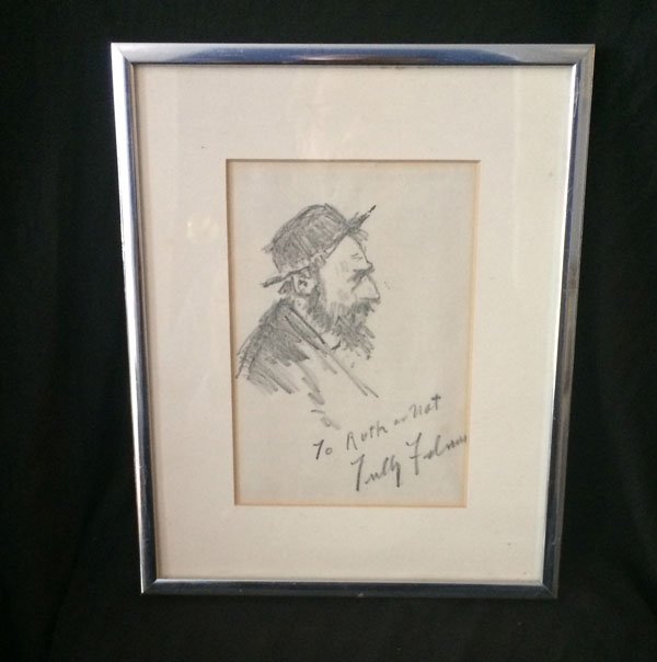 Personalized Portrait Drawing Signed Tully Filmus: Frame measures 10 1/2: h x 8 1/2" wide. The Drawing measures 6 1/2" high x 4 1/2 " wide In nice condition. The paper is a tiny touch wavy