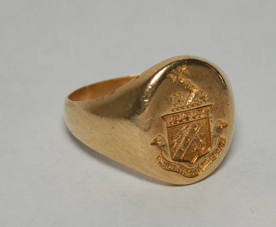 Tiffany & Co 14K Gold Signet Crest Ring (1 of 3)