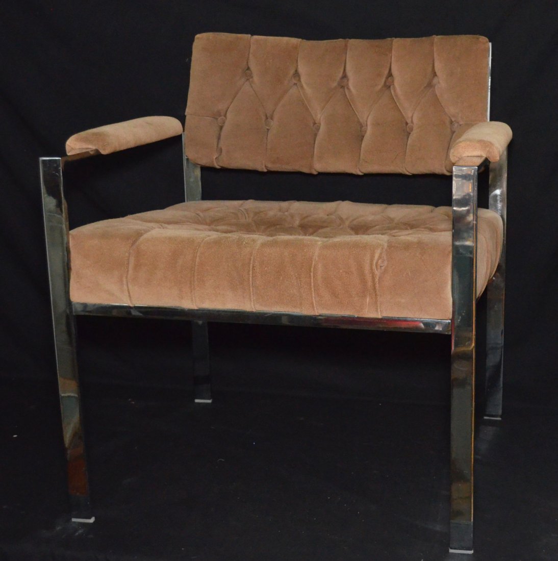 Mid Century Modern Chrome & Upholstered Arm Chair (1 of 4)
