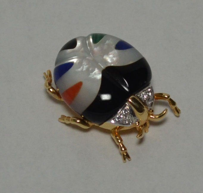 Asch Grossbardt 14k Gold Beatle w Diamonds (1 of 4)