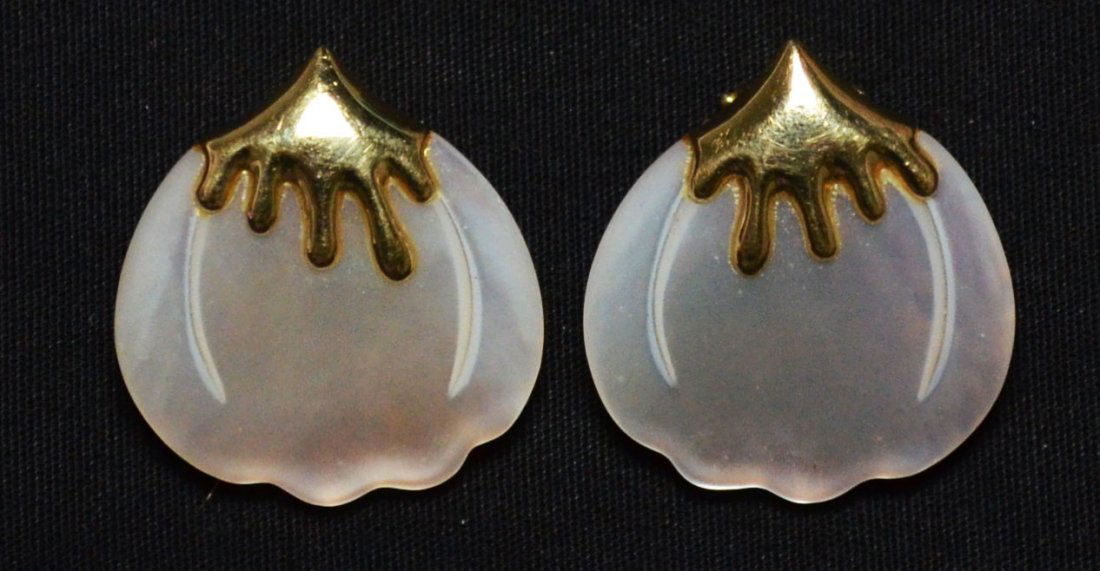 Tiffany & Co 14k Gold & Mother of Pearl Earrings (1 of 3)