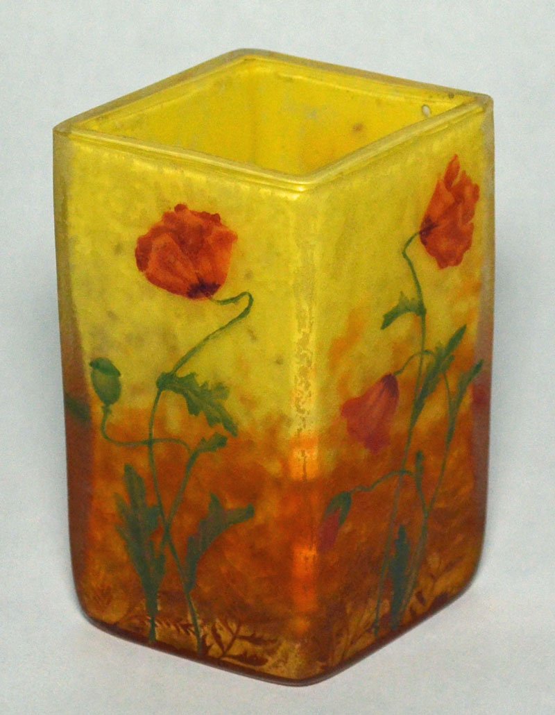 Petite Poppy Painted Cameo Glass Daum Vase (1 of 4)