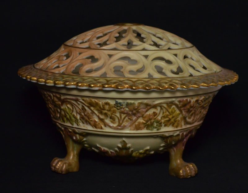 Royal Worcester Porcelain Footed Potpourri (1 of 3)