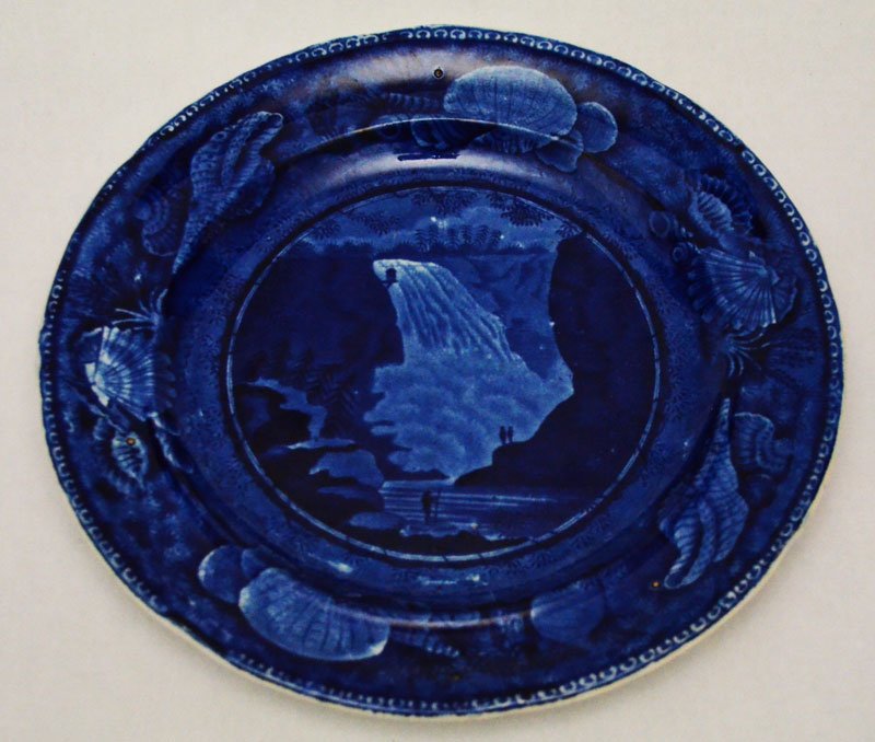 Enoch Wood The fall of Montmorenci Flow Blue Plate (1 of 3)
