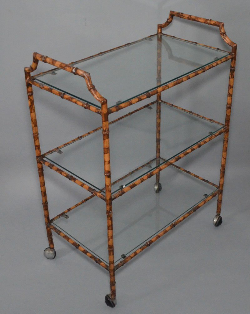 Designer Iron Faux Bamboo Bar Cart (1 of 2)