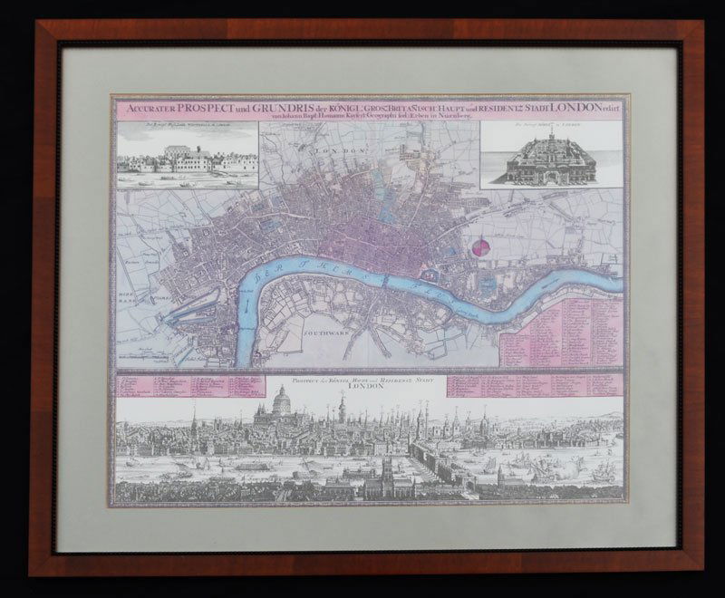 Framed Johann Homann Map Of London (1 of 3)