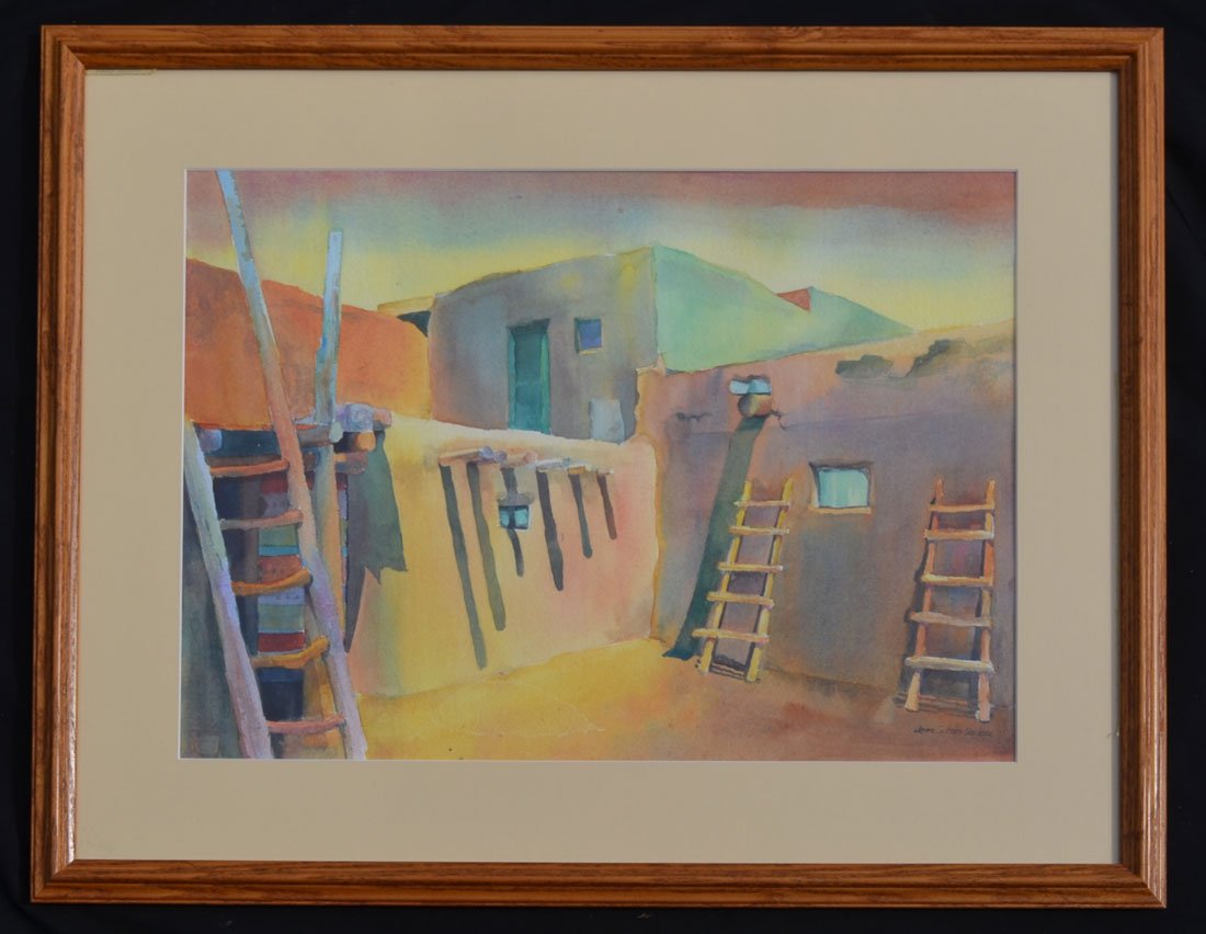 Jane Seglem Native American Adobe Hut Watercolor (1 of 3)