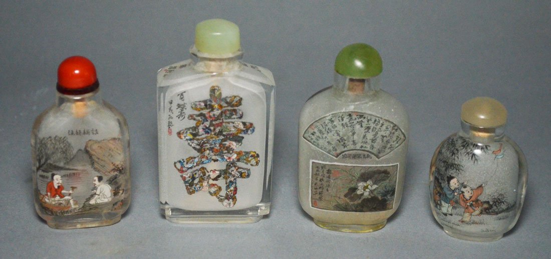 4 Painted Antique Chinese Snuff Bottles (1 of 2)