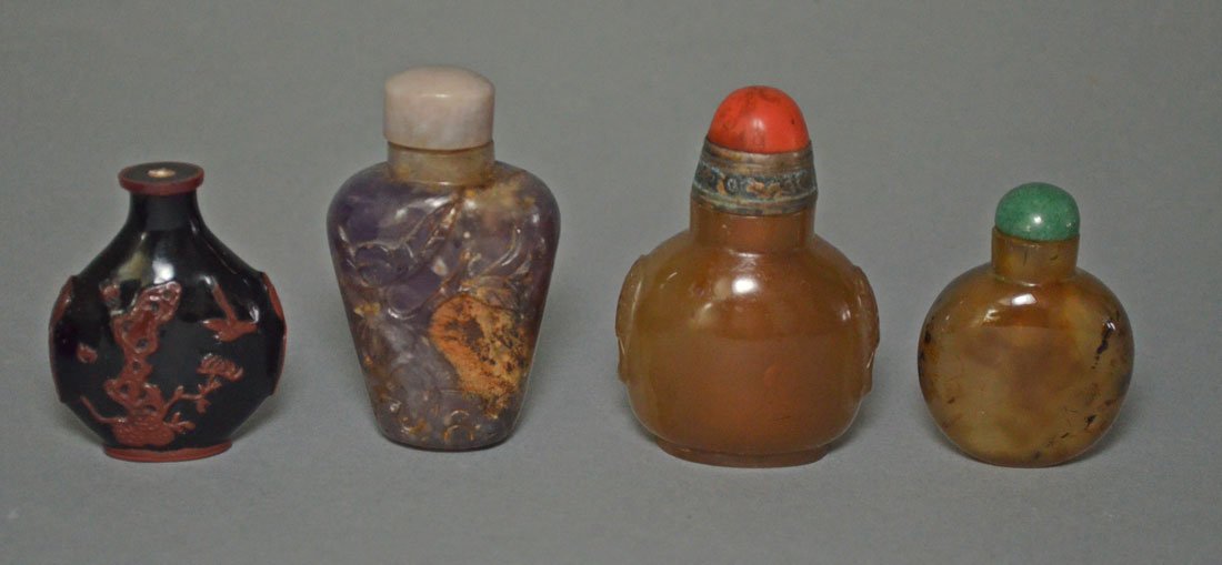 Lot Of Carved Stone Snuff Bottles (1 of 3)