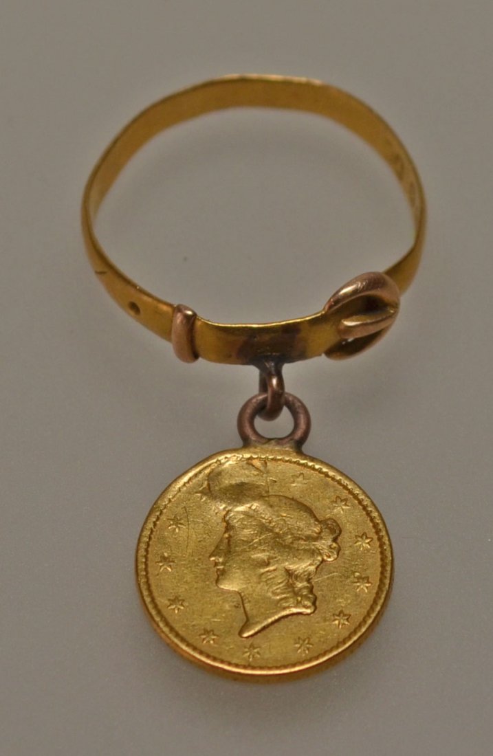 1850 $1 Gold Piece Coin Ring (1 of 2)