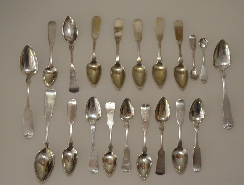 Large Grouping of Antique Coin Silver Spoons (1 of 5)