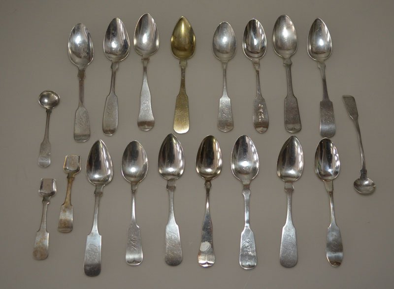Large Lot of Antique Coin Silver Spoons (1 of 5)