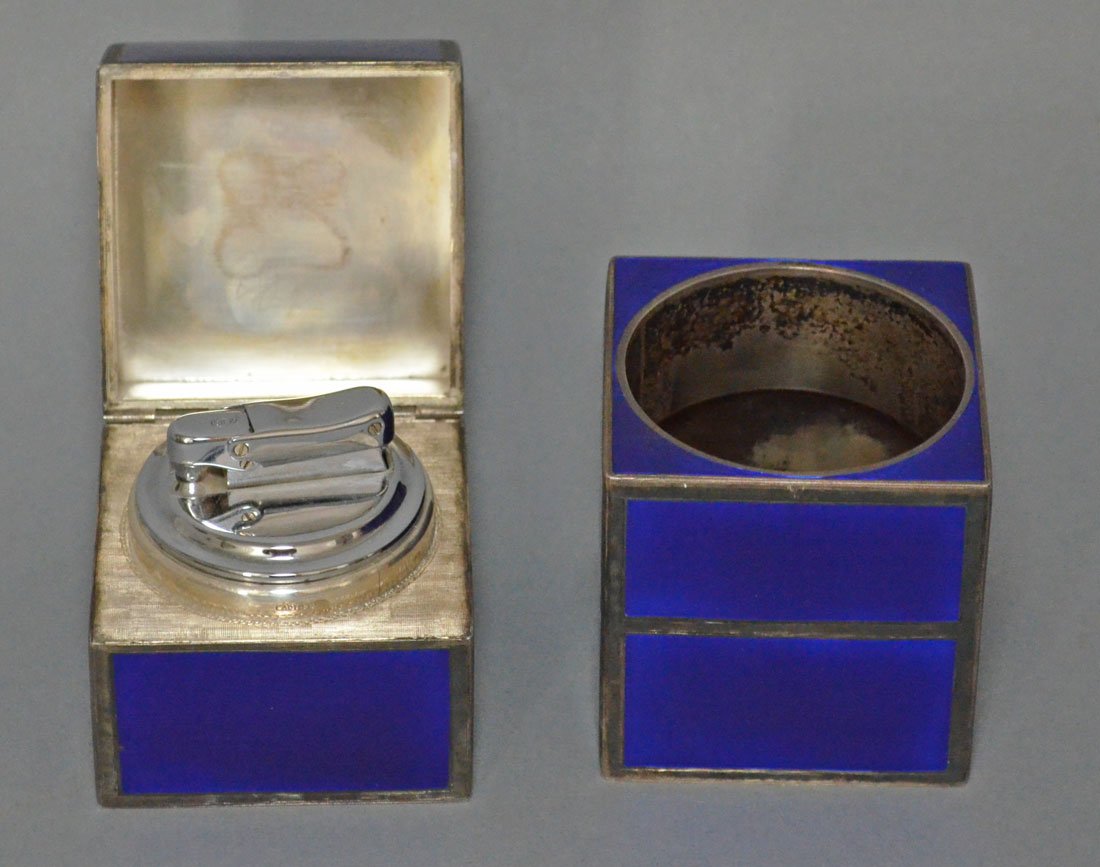 Cartier Enameled Sterling Silver Lighter & Cigarette (1 of 4)