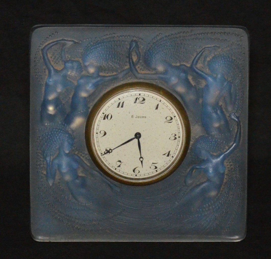 Lalique Opalescent Glass Naiades Clock (1 of 4)