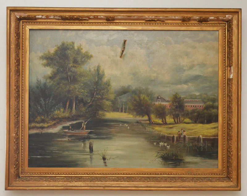 O/C of a Hudson River Scene Signed  N. Tracy (1 of 4)