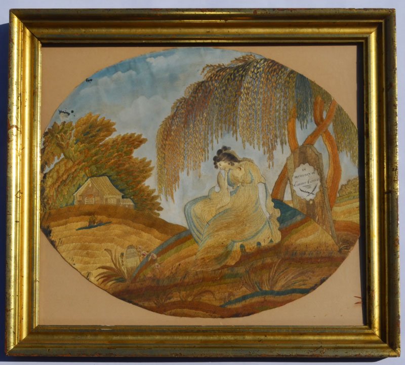 Early Silk Needlework Mourning Picture (1 of 3)