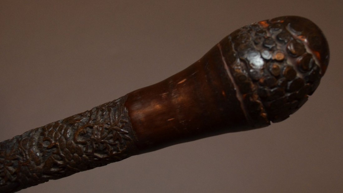 Nicely Carved Chinese Bamboo Walking Stick Cane (1 of 3)