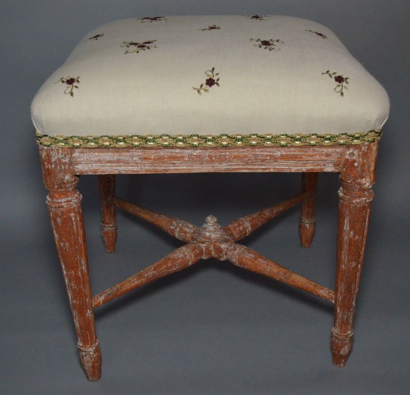 Pair of French Country Upholstered Stools (1 of 2)