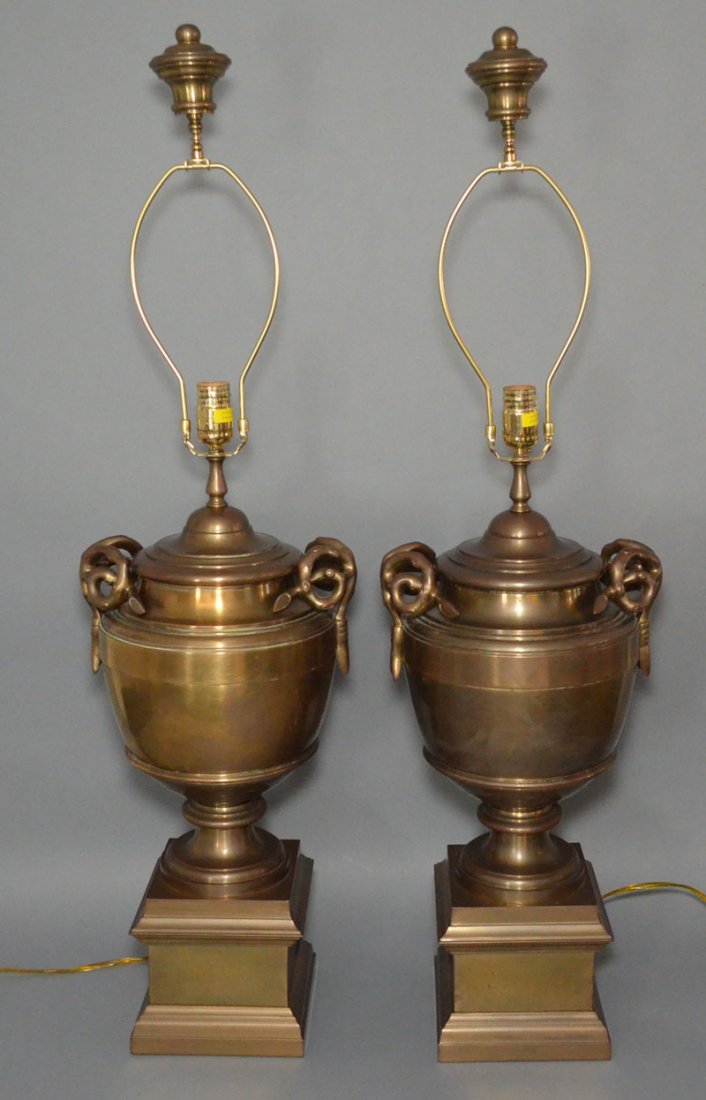 Pair of Large Brass Urn Lamps (1 of 4)