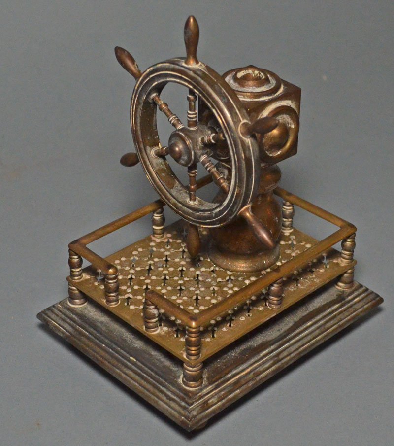 Antique Bronze Ship's Wheel Cigar Plug Cutter (1 of 4)