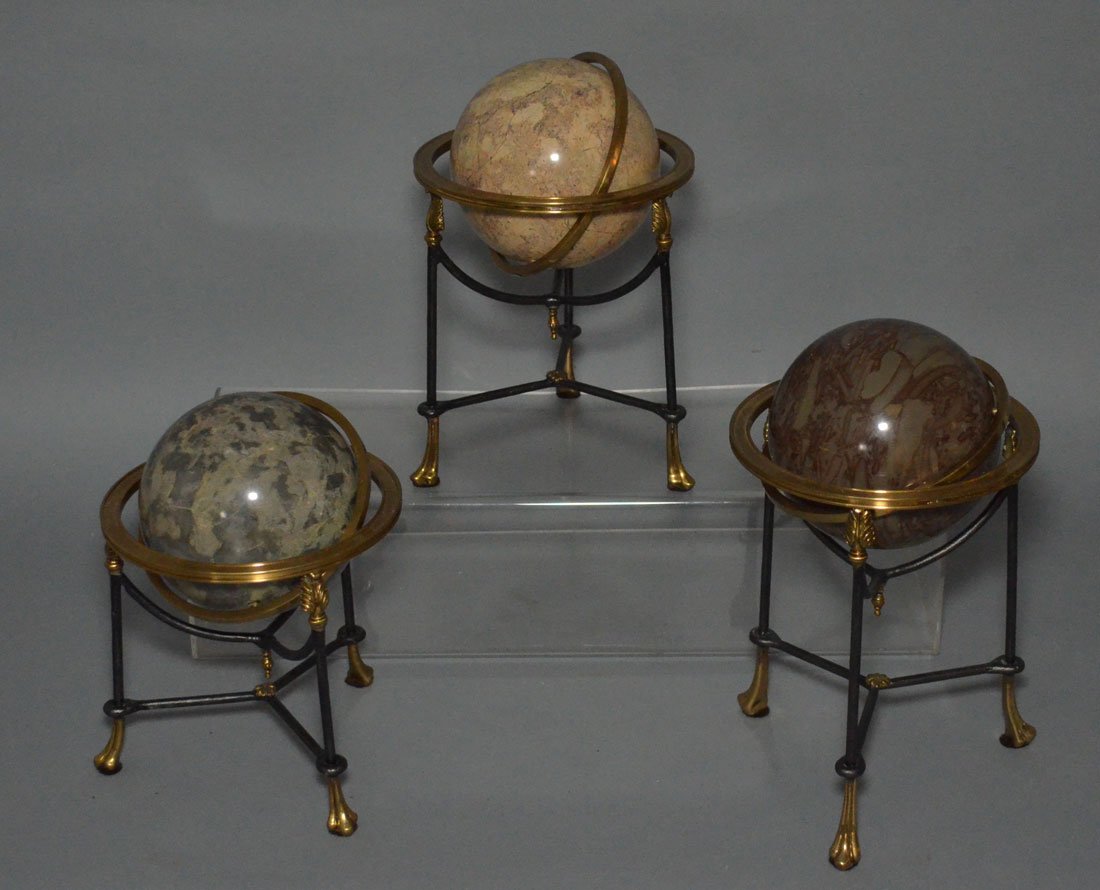 3 Maitland Smith Brass & Marble Globes (1 of 4)