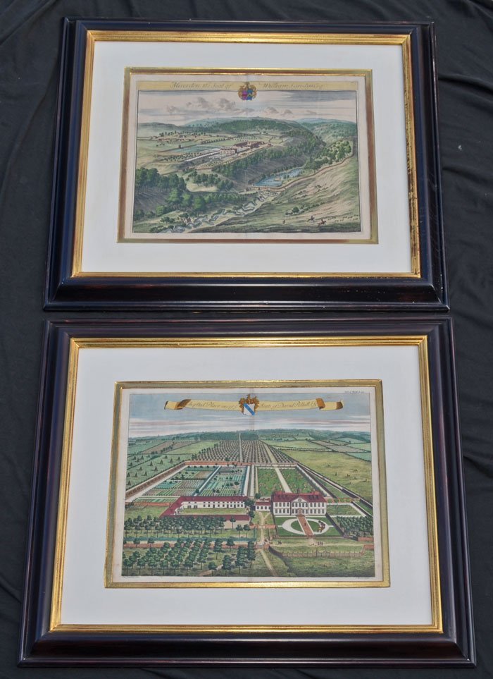 Pair of Bird's Eye English Country Estate Engravings (1 of 3)