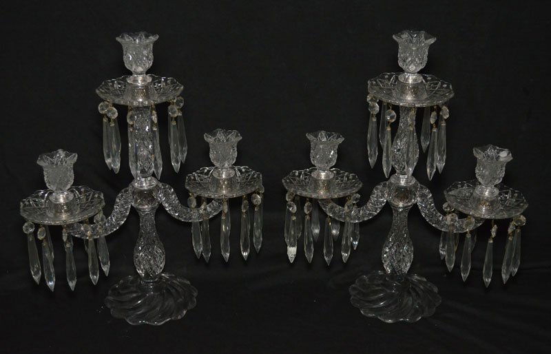 Pair of 3 Arm Crystal Candelabras (1 of 2)