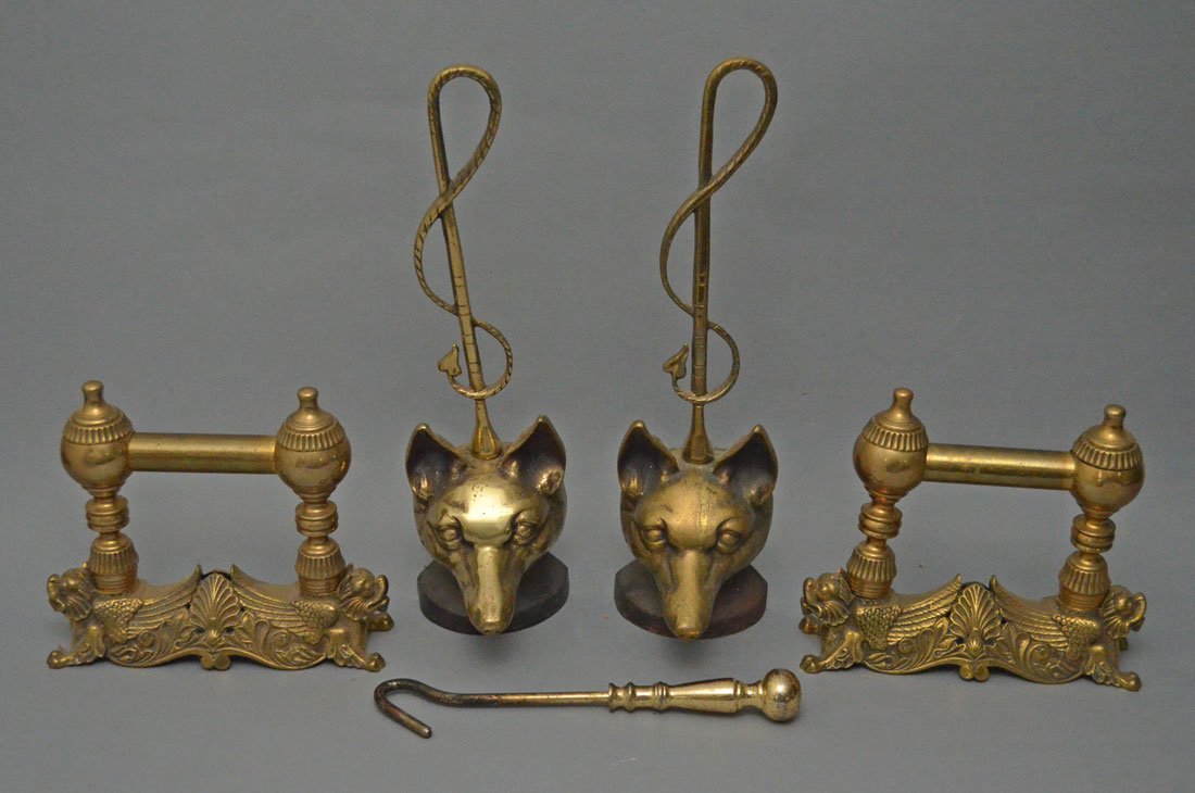Lot of Brass Fireplace Accessories (Fox & Tool Rests) (1 of 3)