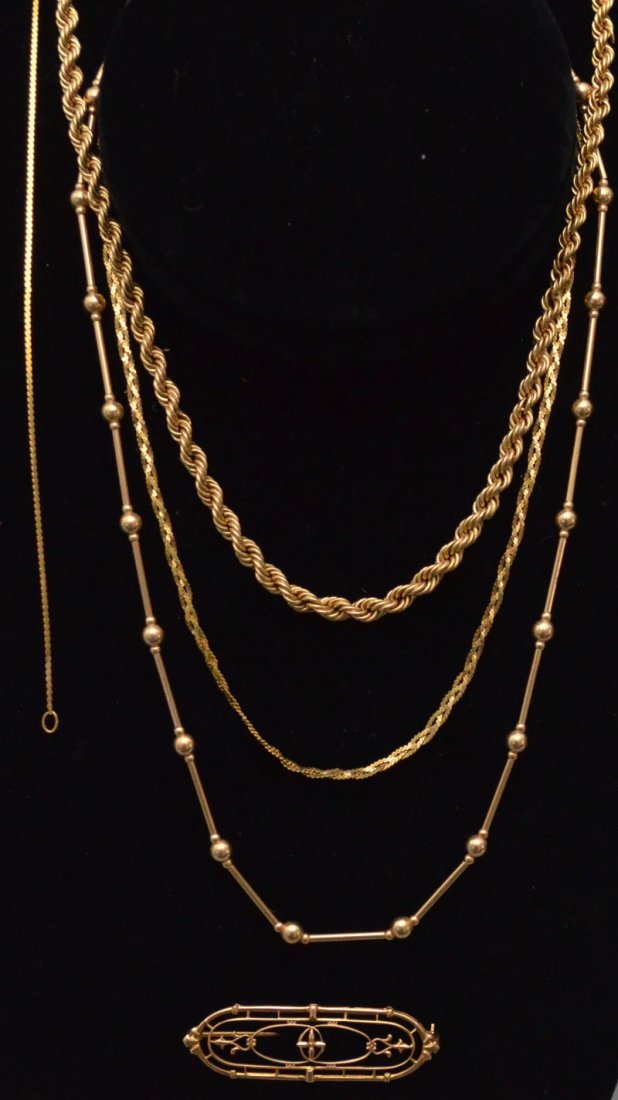 Lot 0f 14K Gold Chains & a 10k Pin (1 of 3)