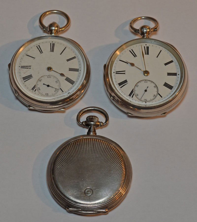 3 English Sterling & 800 Silver Pocket Watches