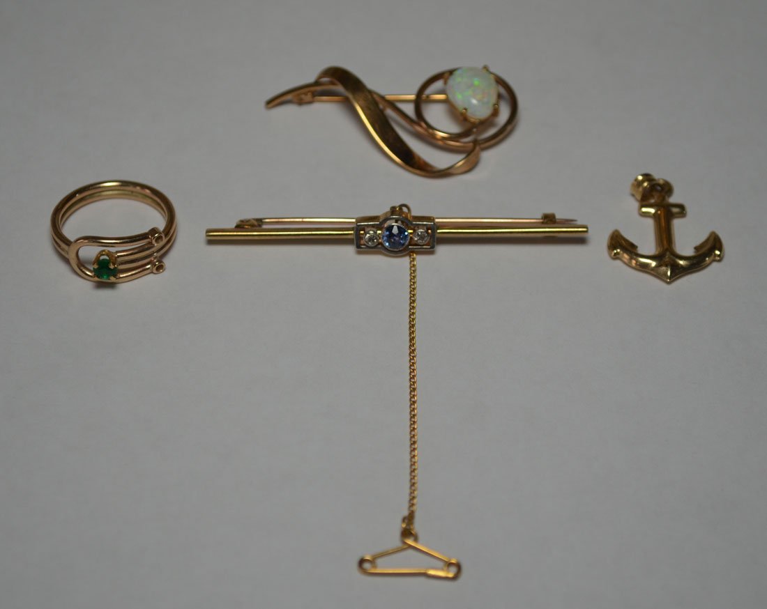Four Pieces of Gold Jewelry (Opal, 14k, etc) (1 of 5)