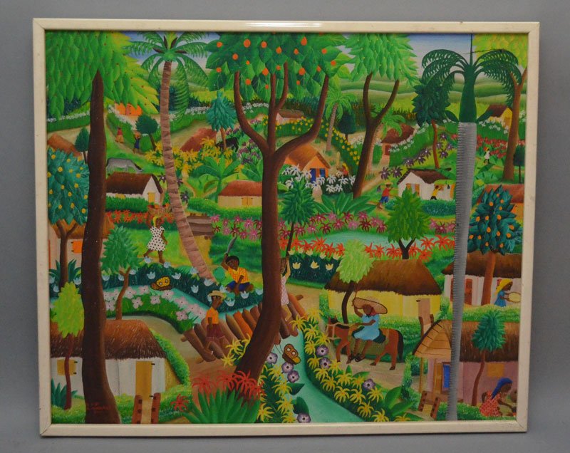 Signed M. Maurice Haitian Oil Painting (1 of 4)