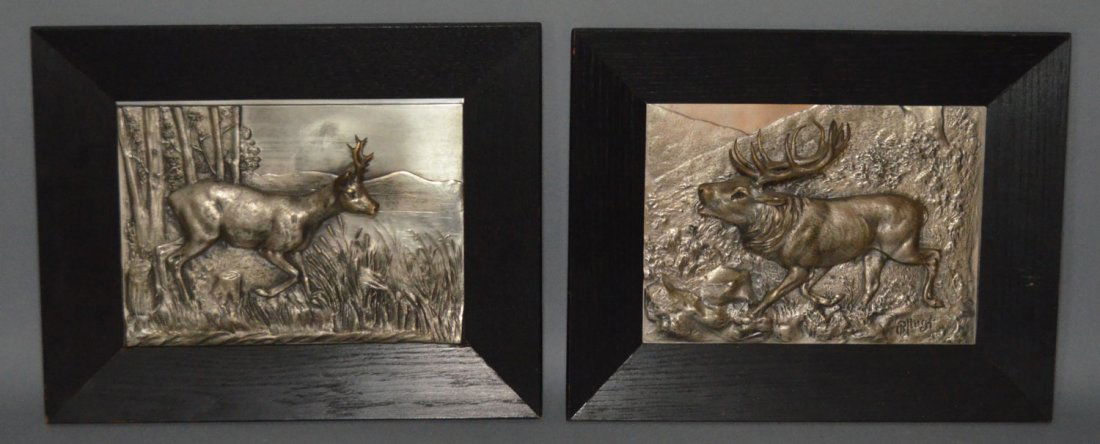 Pr of O. Pflug Silver Plate German Deer Plaques (1 of 4)