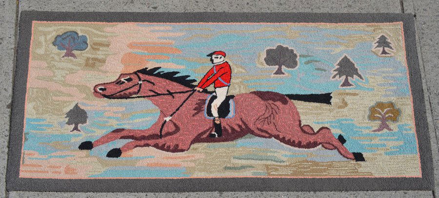 Equestrian Horse Jumping Hooked Rug (1 of 4)