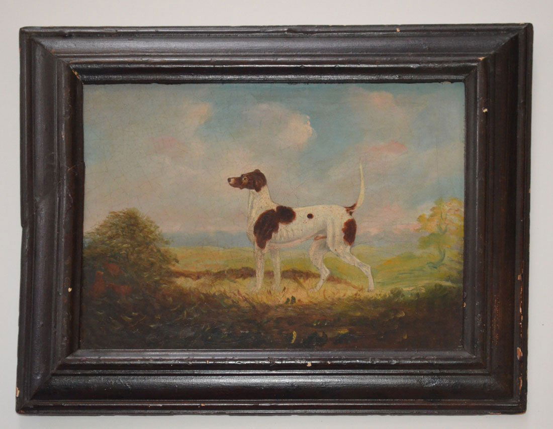 Antique Oil Painting of Pointer Dog (1 of 3)