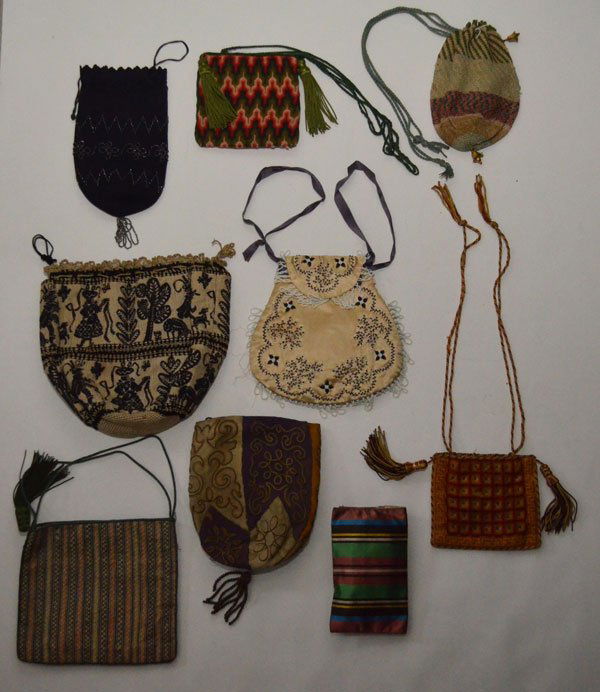 9 Vintage & Antique Fabric & Beaded Purses: They range from 3.25" to 9.5" tall.