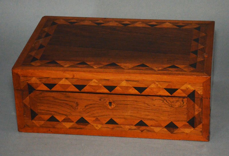 Antique Geometric Inlaid Wood Lap Desk (1 of 5)