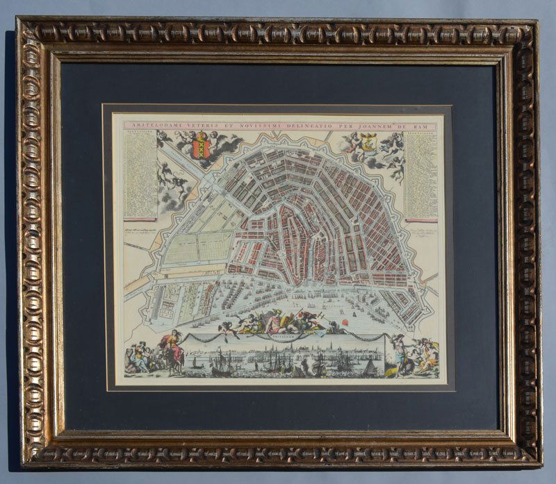 Framed Map Of Amsterdam Joannem de Ram (1 of 3)