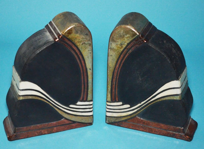 Pair of Mid Century Cowan Style Pottery Bookends (1 of 4)
