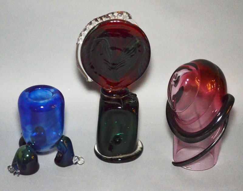 Lot of 3 Small Art Glass Sculptures by Larry Livolsi (1 of 4)