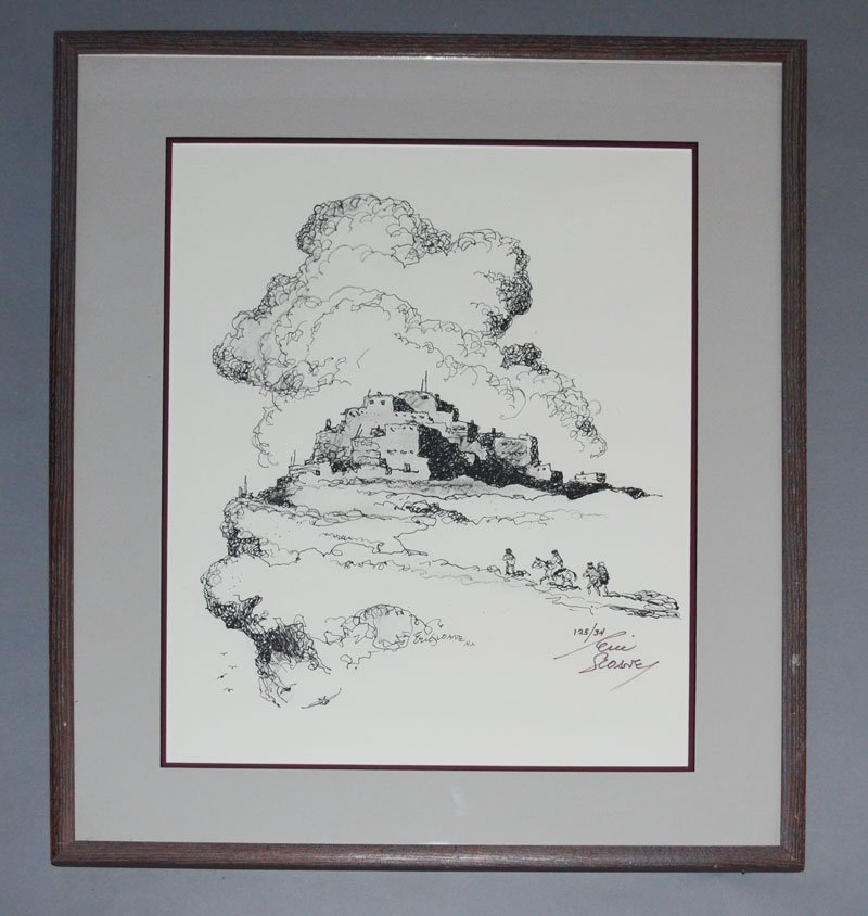 2 Eric Sloane Signed Prints: Frame: 26.25" 24.25" / Image: 19" x 17". Frame: 28.25" x 23" / Image: 21" x 16". In nice estate found condition.