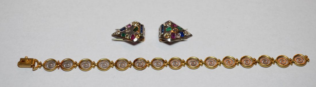 Gold Shoe Clips w Diamonds & 14k Gold Bracelet (1 of 3)