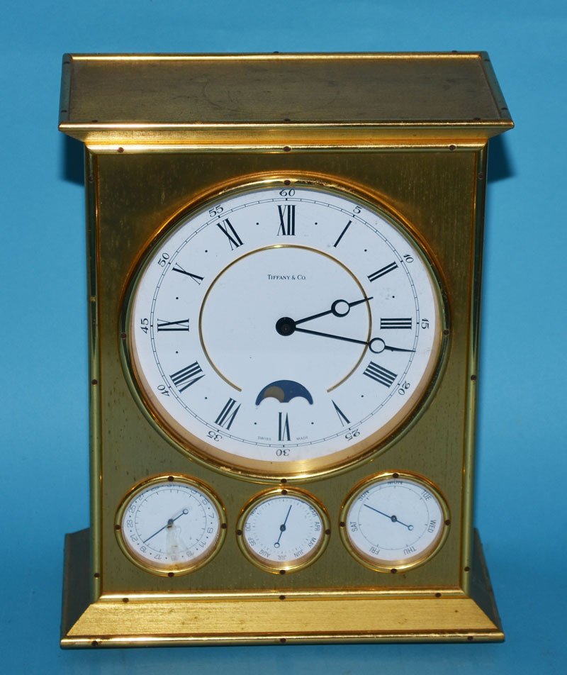 Tiffany & Co Brass Clock with Calendar (1 of 5)