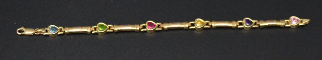 14k Gold & Multi Stone Heart Bracelet (1 of 2)