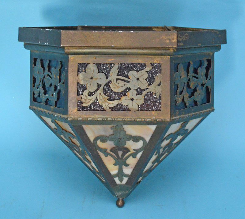 Small Slag Glass Hanging Light Fixture (1 of 1)