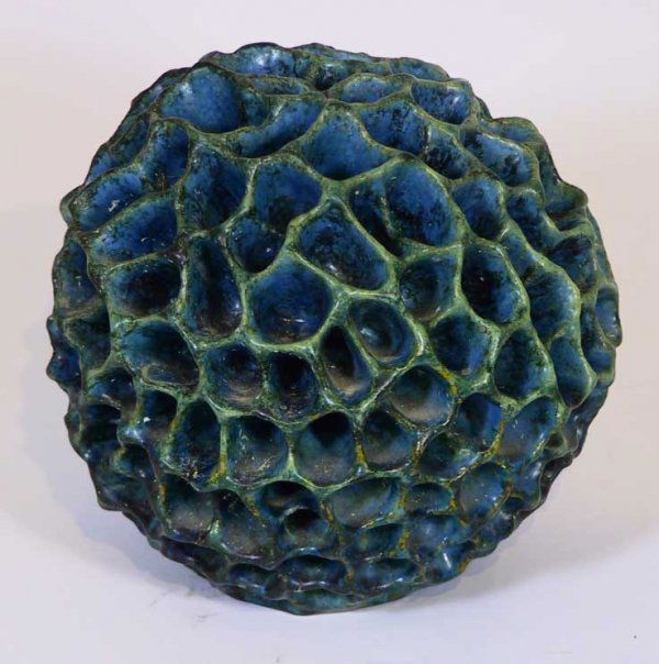 Rare Blue Signed Hans Hedberg Flower vase: Signed on the bottom with the Hans Hedberg signature.The vase measures approx 8 3/4" high x 10" wide. In nice condition with various places of paint loss.