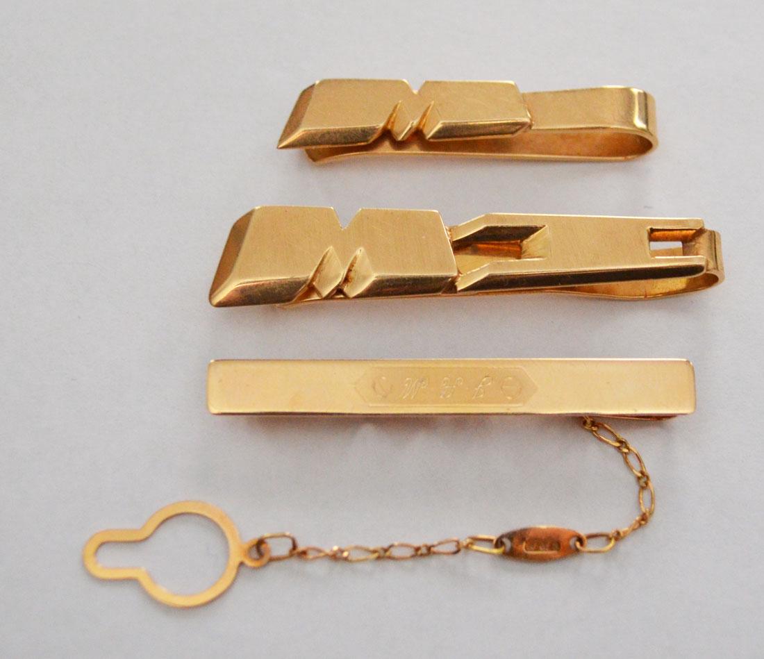 3 Vintage 14k Gold Tie Bar And Money Clip (1 of 1)