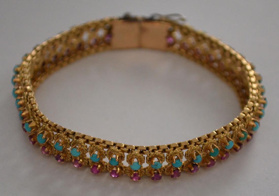 Exquisite 14k Gold Ruby & Turquoise Bracelet (1 of 3)