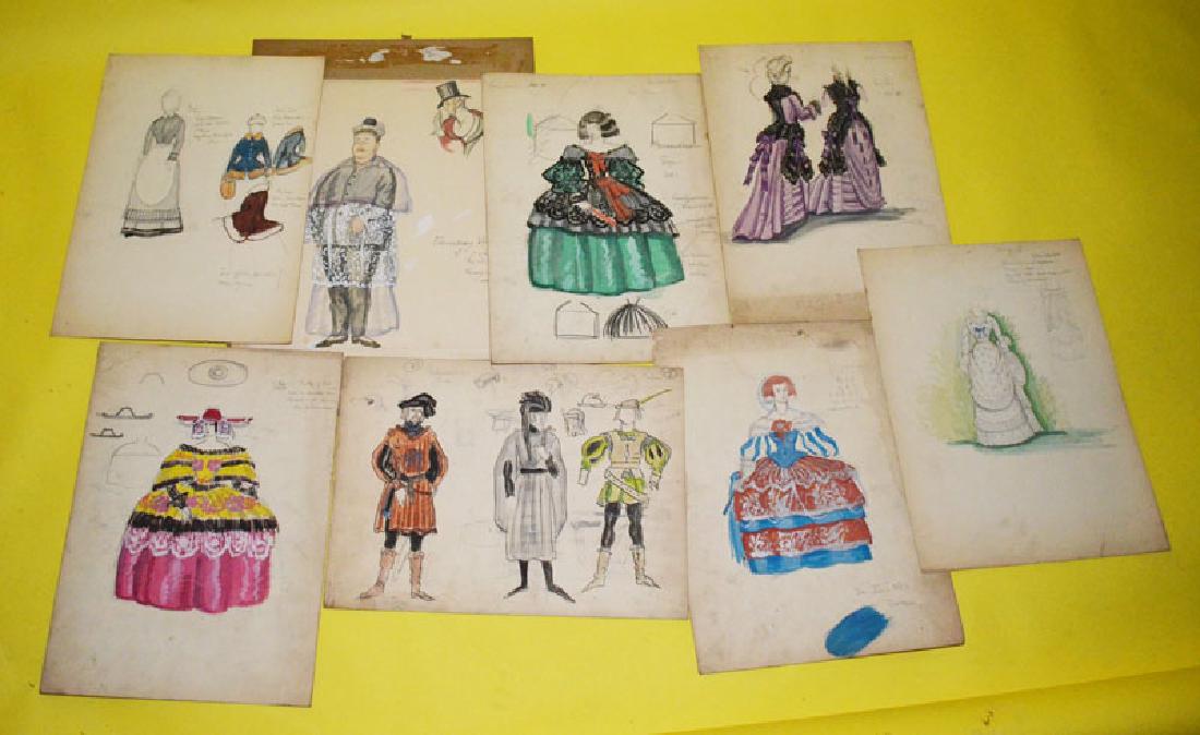 20 Lee Simonson Hand Painted Theater Costume Drawings (1 of 4)